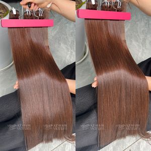 Top Quality 100% Raw Vietnamese <b>Hair</b> Extensions Super Double Drawn Weft Straight Natural Brown Ready To Ship - Product Image 5