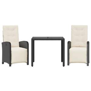 Juego de bistró con reposapiés ajustable en ratán sintético negro, muebles de patio estándar - Product Image 2