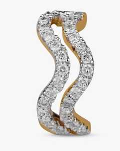 Wave <b>Ear</b> <b>Cuff</b> 14k 18k Solid Gold Non Piercing Cartilage Helix Pave Set Round Lab Grown Diamond Modern Everyday Wear Fine Jewelry - Product Image 1