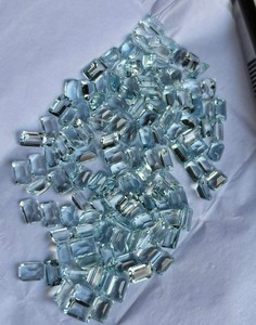 Cadena de piedras sueltas de aguamarina natural con corte baguette para la fabricación de joyas - Product Image 3