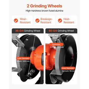 Amoladora de Banco de velocidad Variable de 8 pulgadas 550W 5.0A Motor de inducción Rueda de molienda de grano 36/60 Amoladoras de protección ocular ajustables - Product Image 3