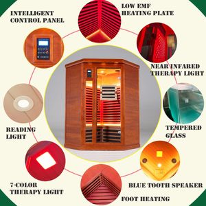 Sauna Angolare a Infrarossi Lontani per Due Persone con Terapia a Luce Rossa a Basso EMF - Categoria Prodotti Sauna - Product Image 3