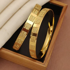 Classic Minimal Plain Gold Finish Alloy Brass Craft Bangles <b>Set</b> Simple Designer <b>Bracelet</b> Jewelry for Women Daily Wear High - Product Image 2