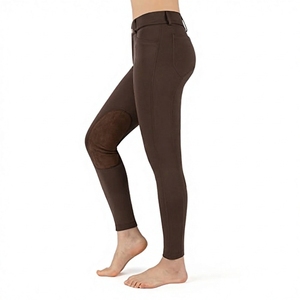 Pantalones de equitación de punto para mujer, color azul marino, con cremallera, elásticos en cuatro direcciones, cintura alta, bolsillos, longitud completa - Product Image 4