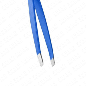 Blue Stainless Steel Slant Tip Eyebrow Tweezers Custom Private Label Hair Removal Personal Care Beauty <b>Tool</b> OEM - Product Image 2