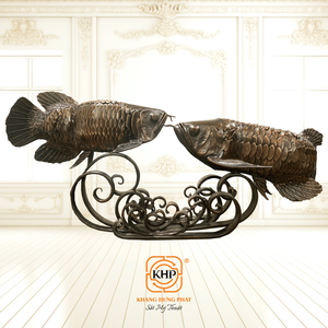 Escultura Artística de Peces en Hierro Forjado, Decoración Tradicional Moderna para el Hogar, Artesanía, Regalos, Feng Shui, Diseño 3D Personalizable - Product Image 2