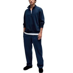 Sweat-shirt Homme en Molleton Tricoté Demi-Zip de Qualité Supérieure Ville Sports, Motif Uni Teint en Fil, Logo Personnalisé - Product Image 1