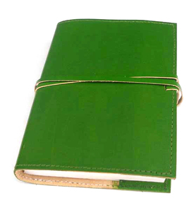 Carnet vintage en papier recyclé vert, couverture en cuir artisanal, fabriqué à la main, rechargeable - Product Image 2
