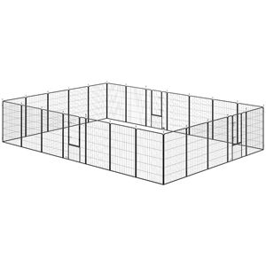 Recinto per Animali Domestici Bloccabile da Interno/Esterno, 24 Pannelli, 113 cm Altezza, Forma Fai-da-te, Colore Nero Solido - Product Image 1