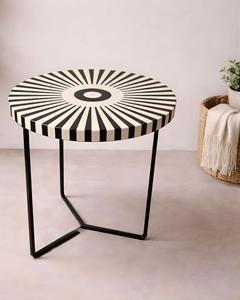 Mesa con Incrustaciones de Hueso de ILAHI, Diseño Moderno con Detalles de Ágata, Almacenamiento Portátil, Muebles para el Hogar - Product Image 1