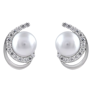 ต่างหูมุกและเพชร CZ เงินแท้ 92.5 รุ่น KLST-30237 - Product Image 1