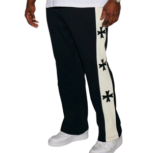 Pantalon de jogging personnalisé pour homme en molleton imprimé croisé, coupe décontractée, taille à cordon, bas de pantalon à revers, style streetwear, fabricant et fournisseur de vêtements OEM - Product Image 5
