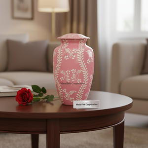 Trending Aluminum Adult Pink Cremation <b>Urn</b> for Human Ashes Elegant Handcrafted Metal Memorial Funeral <b>Urn</b> Secure Threaded Lid - Product Image 1