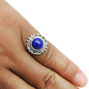 925 Sterling Silver Plated Vintage <b>Ring</b> Comes With <b>Lapis</b> <b>Lazuli</b> Gemstone High Quality Bohemian Style Wedding <b>Ring</b> Party Jewelry - Product Image 2