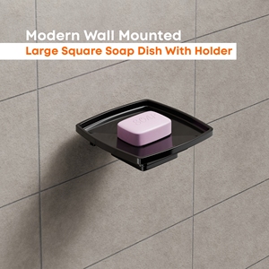 ที่วางสบู่แก้วทรงสี่เหลี่ยมขนาดใหญ่สองช่อง พร้อมที่แขวนผนังแบบขัดเงา ถาดสบู่คู่ สำหรับจัดระเบียบห้องน้ำและใช้ในโรงแรม - Product Image 2