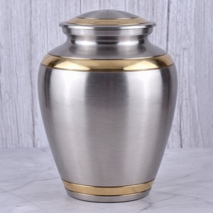 Gold and Silver <b>Rings</b> Brass Adult Cremation Urn with polished surface <b>for</b> Human <b>Ashes</b>, Funeral Memorial and Burial Urn - Product Image 2