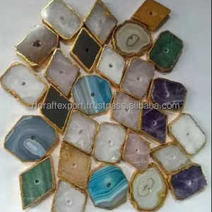 Perillas de rebanada de ágata aguamarina natural al por mayor para armarios de cajones técnica de piedras preciosas talladas fuente de energía orgánica de forma orgánica - Product Image 4