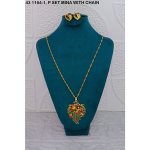 Collar de Moda con Colgante de Aleación de Cobre Chapado en Oro, Diseño de Pluma de Flauta, con Circonita Blanca, Collar de Boda para Mujer, Imitación Mahavir - Product Image 5