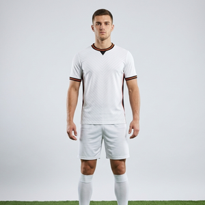 Premium Minimalist White Soccer uniform Set with Orange and Black Trim Sublimated Football Uniform - Product Image 5