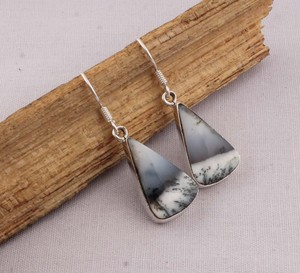 Dendritic Agate 925 Sterling Silver <b>Handmade</b> <b>Earrings</b> Natural Stone Jewelry Boho <b>Earrings</b> Wholesale Jewelry Tree Agate - Product Image 5