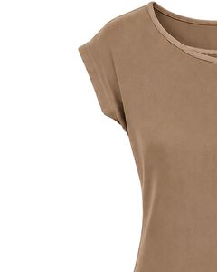 Customized Camel Brown Women Casual T Shirt Floral Ring Neck Short Sleeve Summer Fashion Soft Stretch Ladies Tee Blouse <b>Top</b> Wear - Product Image 3
