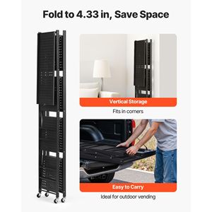 Scaffale Pieghevole a 4 Ripiani 28L X 13P X 54A Pollici, Unità di Stoccaggio in Metallo Senza Montaggio, Organizzatore con 5 Ruote per Bagno - Product Image 5
