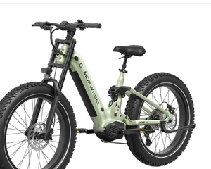 MEJOR OFERTA PARA BICICLETA ELÉCTRICA NUEVA CON LLANTAS ANCHAS DE 26 PULGADAS, COLOR VERDE MATE, SUSPENSIÓN COMPLETA, BICICLETA DE MONTAÑA - Product Image 2