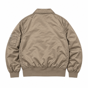 Chaqueta bomber caqui para hombre con cuello vuelto, cortavientos, con cremallera, informal, con bolsillos - Product Image 2