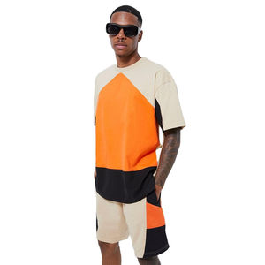 Ensembles deux pièces d'été pour hommes de haute qualité, vêtements de sport à séchage rapide, respirants, décontractés, en tissu tricoté polyester/coton uni - Product Image 3