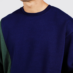 Sweat-shirt à col rond pour homme, coupe ample, color-block, manches régulières, tissu en molleton français, vêtement d'automne - Product Image 6