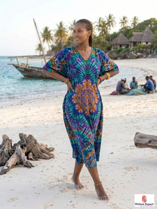 Women Printed <b>Kaftan</b> Dress Loose Fit <b>Summer</b> Beach Wear Comfortable Fabric Custom Bulk Manufacturing Wholesale Export Supply - Product Image 3