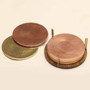 Posavasos de metal con textura martillada con acabado rústico mate adecuado para la decoración de la sala de estar de la cocina del comedor de la granja - Product Image 2