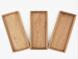 Plateau de service rectangulaire en bois de manguier fait main, plateau décoratif à bord surélevé pour fruits et apéritifs, 12 x 5 po - Product Image 2
