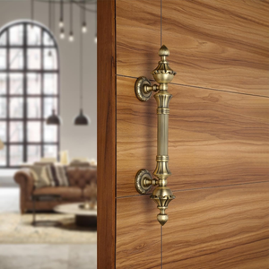 Manija Larga Decorativa de Metal para Puerta con Diseño Clásico, Manija Grande de Metal Vintage para Puertas de Entrada de Madera, Interior - Product Image 3