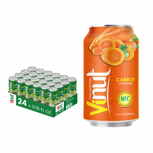 Bebida de Zumo de Zanahoria en Lata de Aluminio de 330 ml Sin Azúcar Añadido para Distribuidores Mayoristas, Importadores, Marca Privada, OEM, ODM, Bebida Halal - Product Image 1