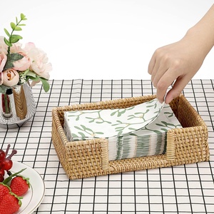 Organizadores de mesa, portavasos de ratán hechos a mano, cestas para servilletas, portavasos para decoración de bodas - Product Image 6