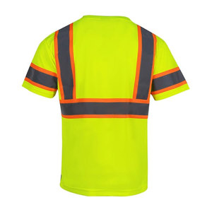 Men's <b>Hi</b>-<b>Vis</b> Orange Safety T-<b>Shirt</b> High-Visibility Reflective Striped ANSI Class 2 Short Sleeve Moisture Wicking Work T-<b>Shirt</b> - Product Image 3