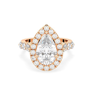 Bague de fiançailles REYES personnalisée en or rose 14 carats avec halo de moissanite pour femme, bijoux fins de haute qualité certifiés GRA pour femme - Product Image 2