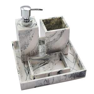 Nuevo Juego de Baño de Resina de 4 Piezas Personalizado para el Hogar, Dispensador de Jabón, Portacepillos de Dientes, Bandeja para Artículos de Baño al Mejor Precio - Product Image 3