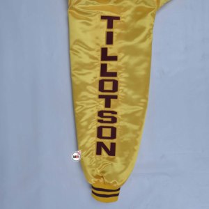 Best High Quality Mens Satin Varsity Jacket Men's Yellow Satin Embroidered Lettering Turn-<b>down</b> Collar Preppy Style with Custom - Product Image 6