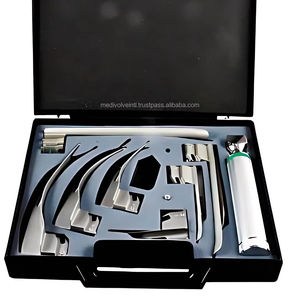 Ensemble de laryngoscopes à fibres optiques Macintosh et Miller CE ISO, 3 lames courbées, 4 lames droites, pour usage ORL et anesthésie - Product Image 1