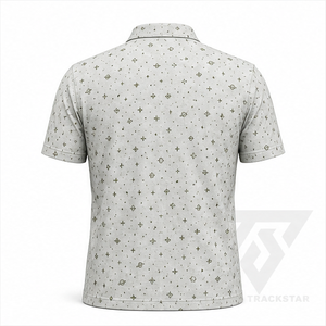 เสื้อโปโลพิมพ์ลายดาวเคราะห์สีเทาอมเขียวสำหรับผู้ชาย แบรนด์ Trackstar แขนสั้น คอปกติดกระดุม เสื้อกอล์ฟ รับสกรีนโลโก้ - Product Image 2