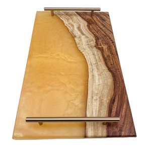 Ustensiles de cuisine modernes en bois avec planche à découper époxy planche à découper fruits et légumes plateau de charcuterie plateau de service - Product Image 1