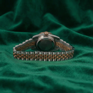 Montre de luxe à deux tons avec lunette sertie de diamants, cadran marron, acier inoxydable, or rose, affichage de la date - Product Image 3