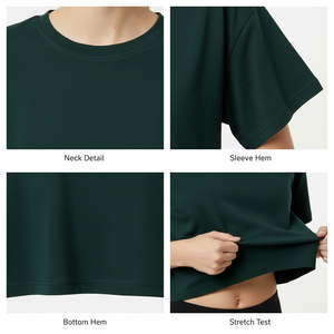 Women Summer Black <b>Cropped</b> T-Shirt Boxy Fit Short Sleeve 100% Cotton Casual Streetwear Wholesale Custom Logo OEM Service - Product Image 6