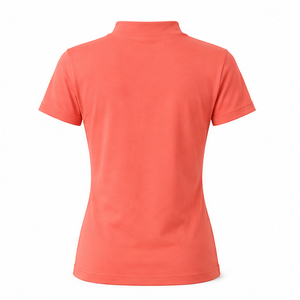 Camiseta de Manga Corta con Cuello Redondo para Mujer, Color Coral Brillante, Corte Ajustado, Ligera, de Algodón y Elastano - Product Image 2