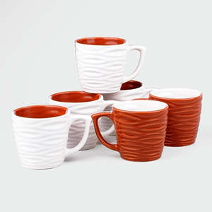 Vibrant Wavy Textured Ceramic <b>Tea</b> <b>Cup</b> <b>Set</b> of 6 - Product Image 3