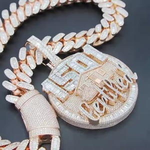 VVS MOissanite Custom Circle Letter <b>Name</b> Pendant 925 Silver HipHop Pendant Two Tone Initial Letter Pendant WIth Cuban Link <b>Chain</b> - Product Image 3