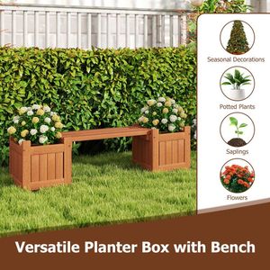 Jardinières miniatures en bois massif avec banc pour la décoration de patio - Product Image 6