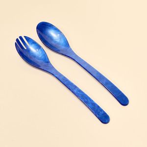 COLORFUL HANDMADE RESIN SALAD <b>SPOON</b> Servers Decorative <b>Serving</b> <b>Spoons</b> Set Salad Mixing Dinner Fork <b>Spoon</b> Handle Salad - Product Image 5